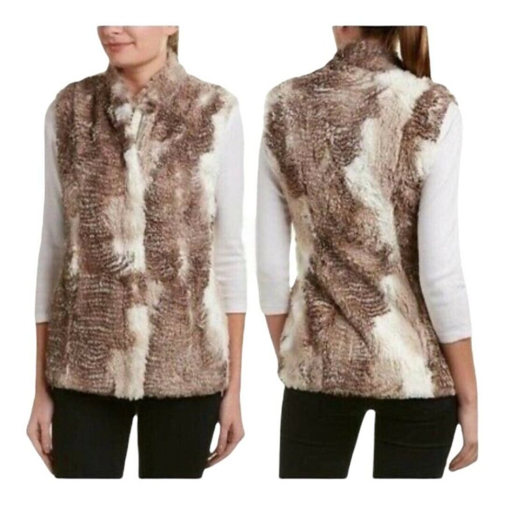 Cabi Womens Aspen Faux Fur Vest Women's SMALL Full Zip Tan Beige Soft Style 3179 - Picture 2 of 12